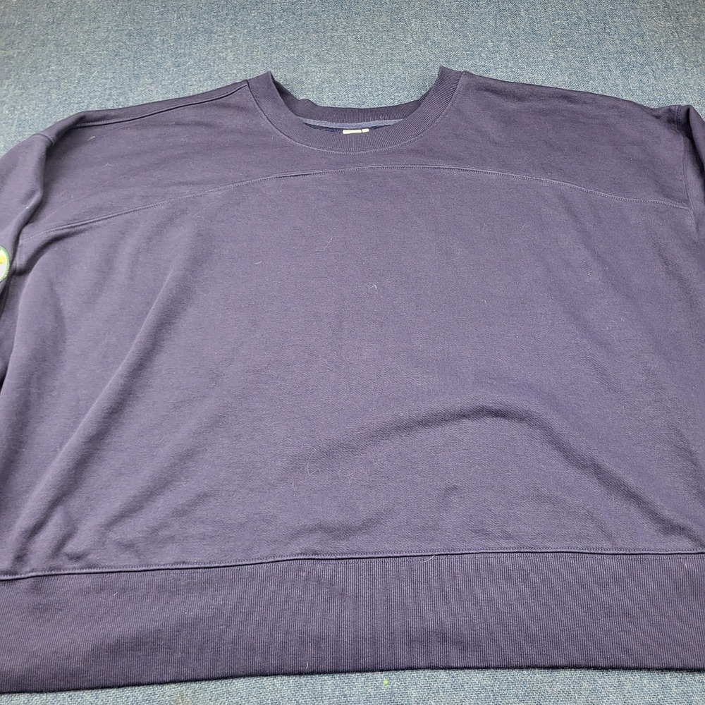 Gola for Anthropologie Navy Blue Floral Patch Sweatshirt Athletic 1X Oversized